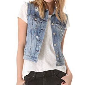 Rag & bone denim jean vest destructive M